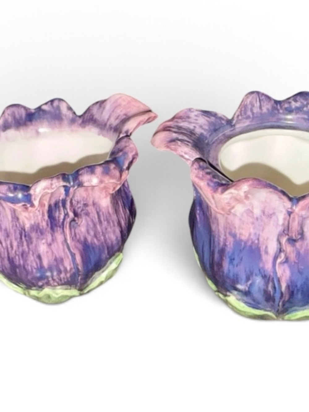 Hand-Painted Purple Floral Ceramic - Set of 2 Winterthur Sugar Dishes